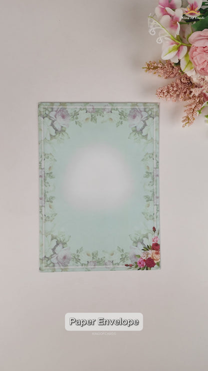 Pastel Green Floral Wedding Card - KNCP253G