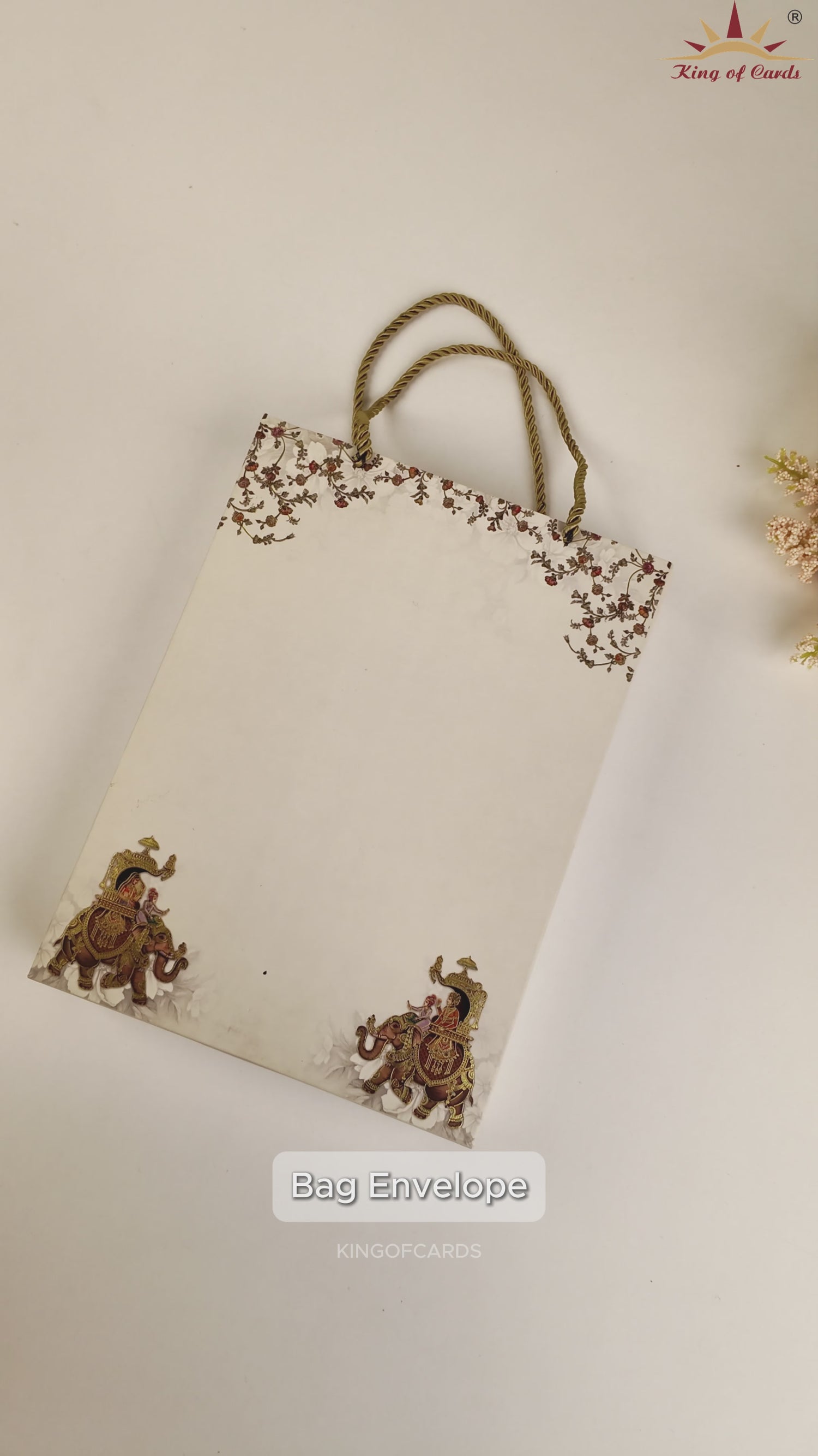 Grey Premium Elephant Bag Style Invitation Card - KAA05890