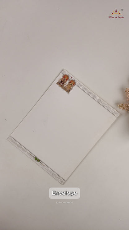 White Balaji Padmavathi Wedding Card - KNK4331