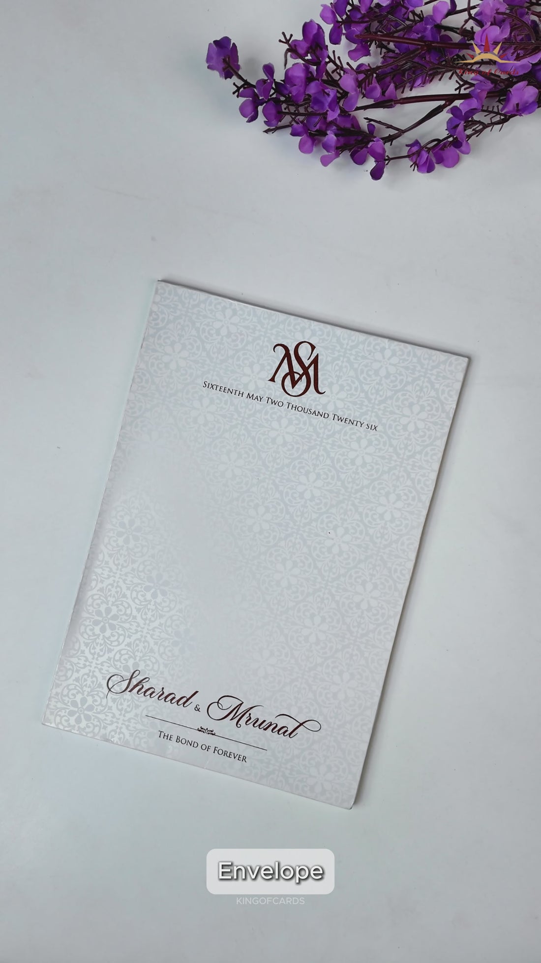 White Embossed Ganesha Wedding card-KRE28660