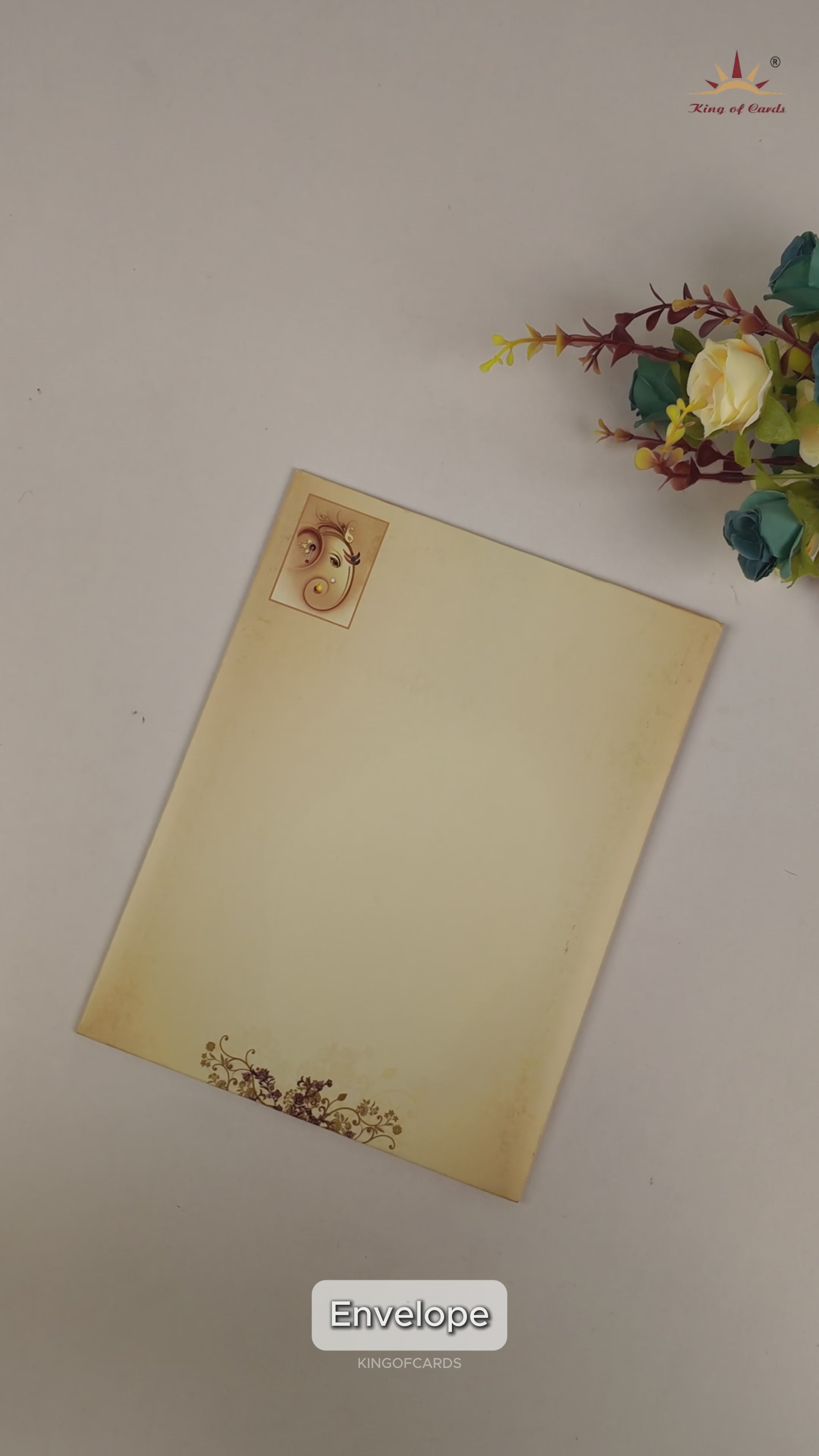 Sand Classic Ganesha Bride Groom Wedding Card - KNKC4026
