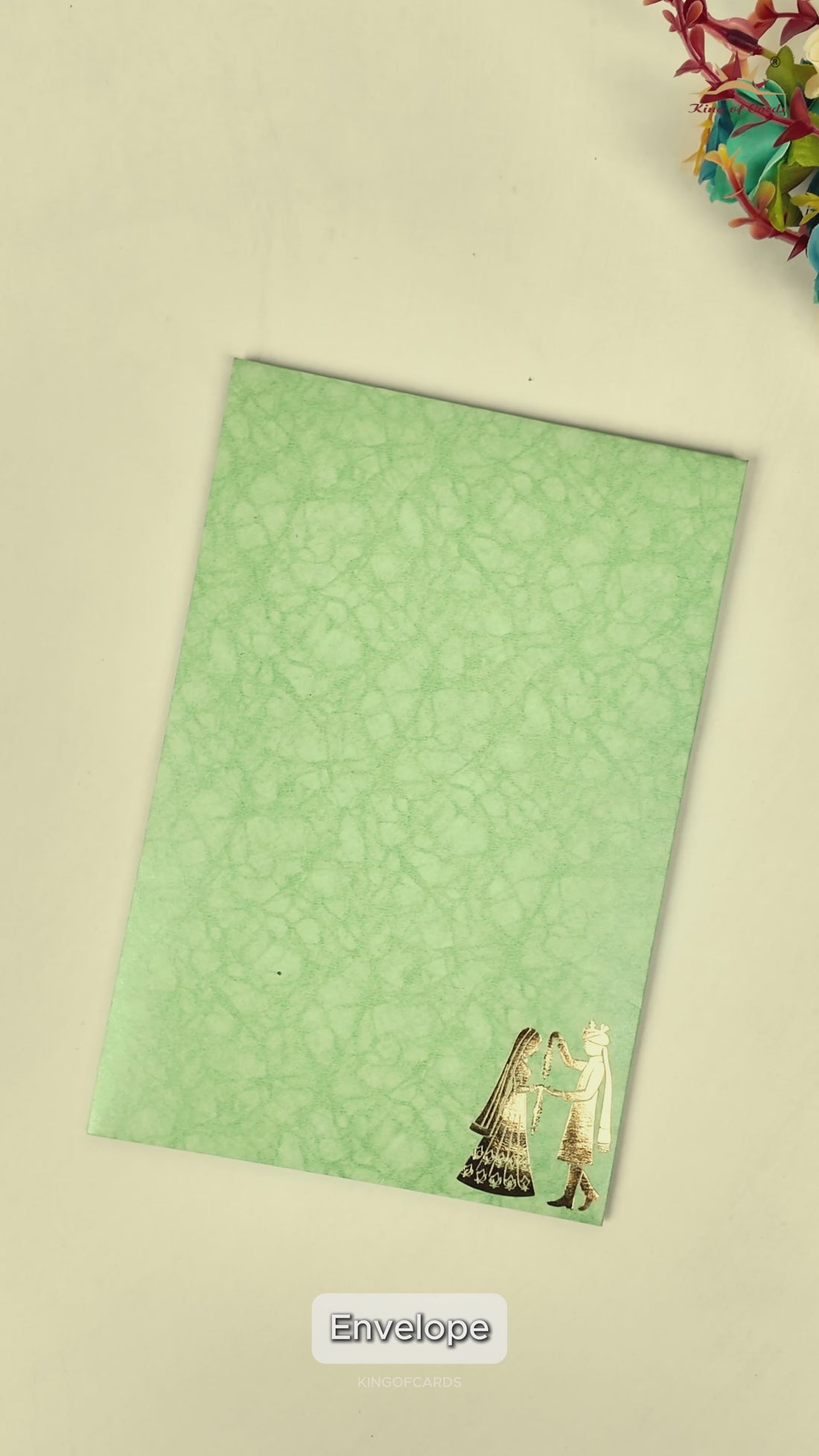 Green Door Style Bride Groom Wedding Card-KNK3602GN