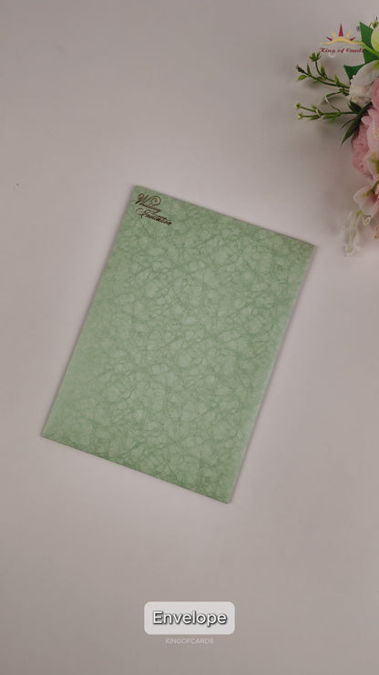 Light Green Western Couple Wedding Card - KNKR035GL