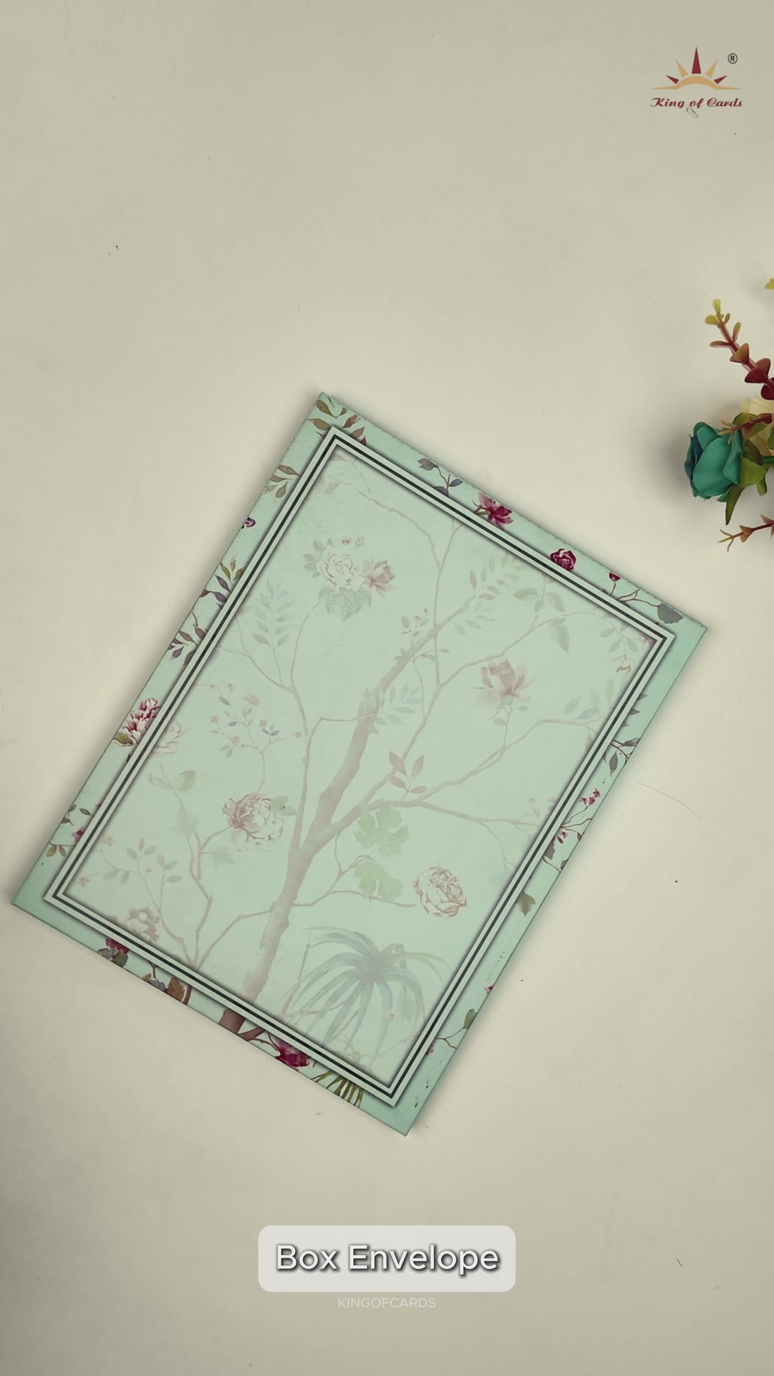 Blue Padded Floral Wedding Card-KNMO9316