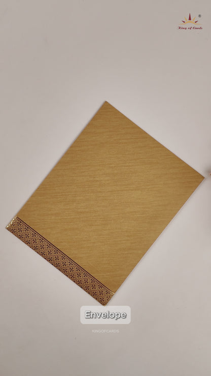 Brown Gold Ganesha Floral Wedding Invitation - KNR5034G