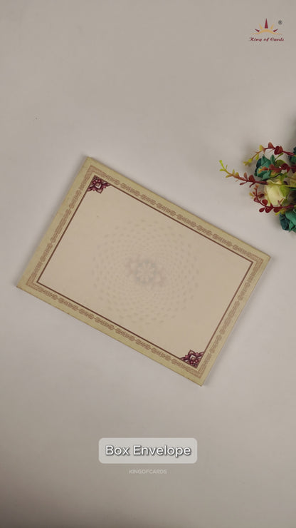 Royal Blue Padded Floral Door Style Wedding Card - KAA06050