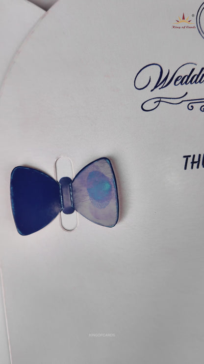 Light Pink Bow Twofold Wedding Card-KNTH9602P