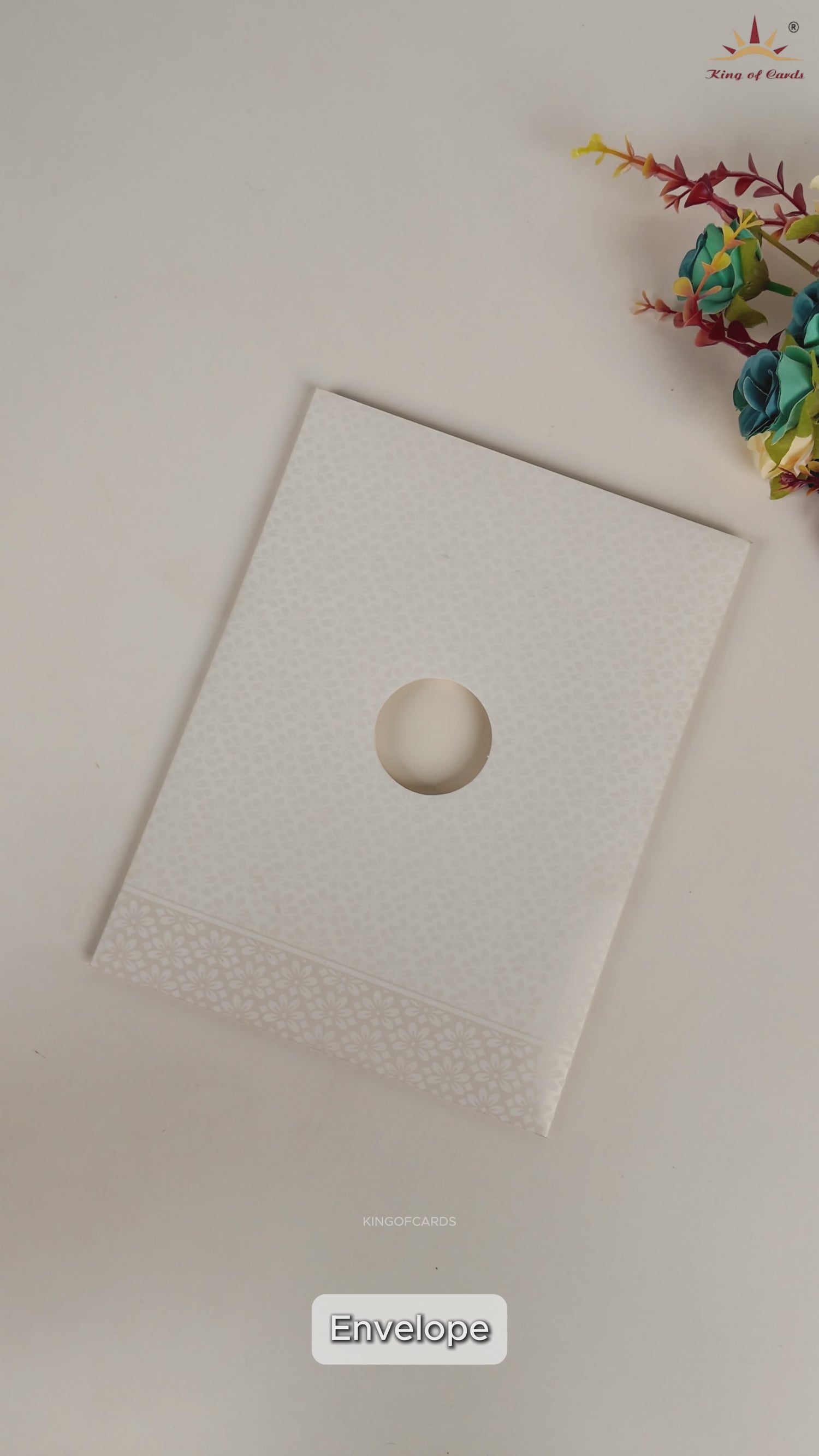 White Embossed Elephant Laser Cut Wedding Card - KNK7082W