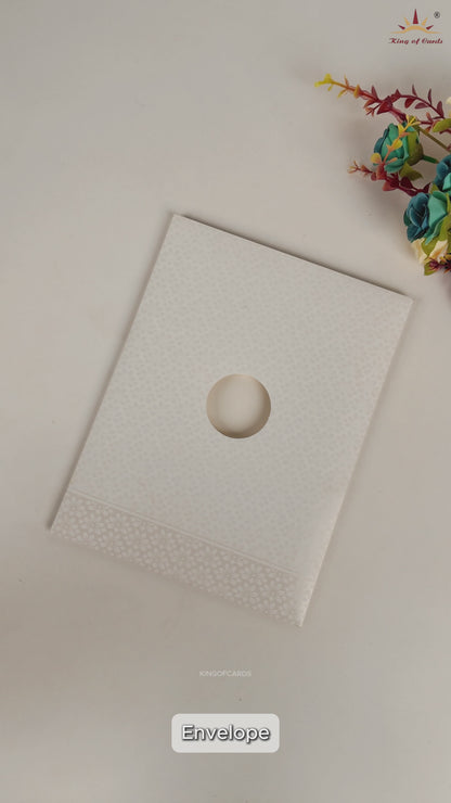 White Embossed Elephant Laser Cut Wedding Card - KNK7082W