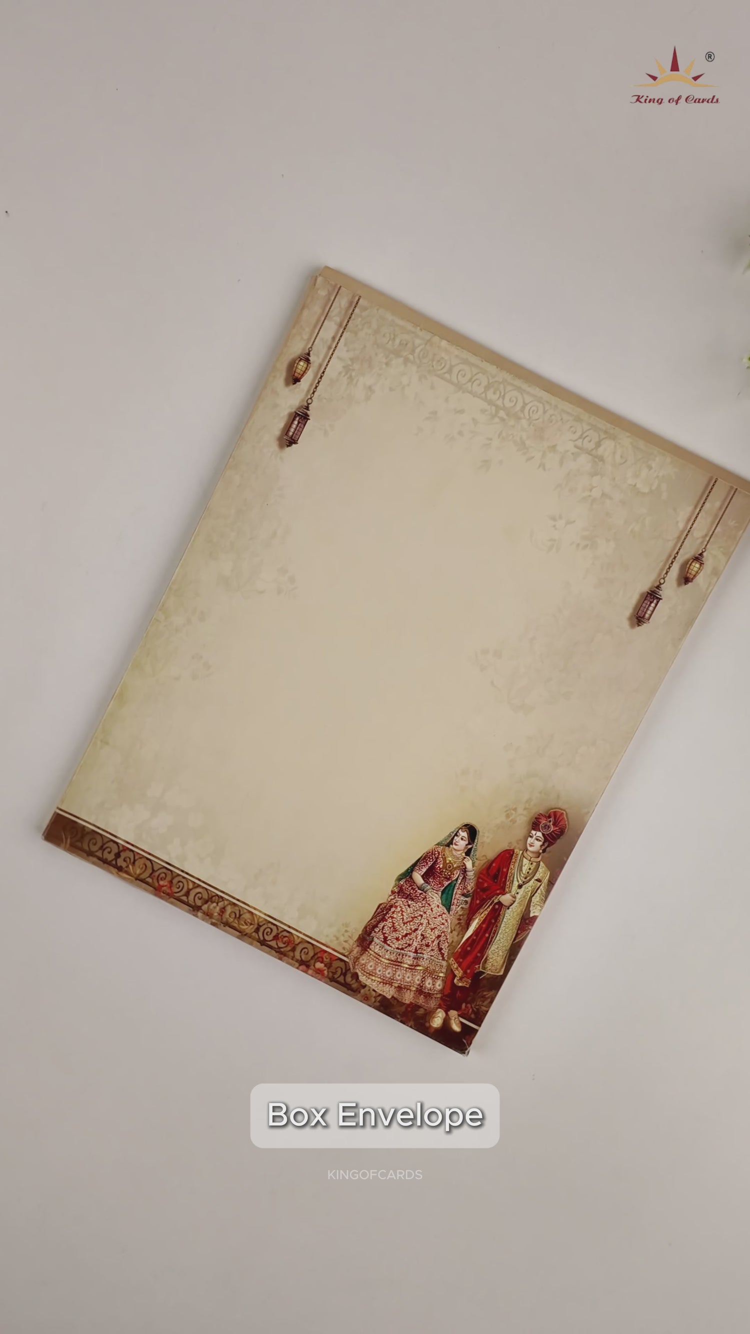 Beige Royal Bride Groom Door Style Wedding Card - KAA06350