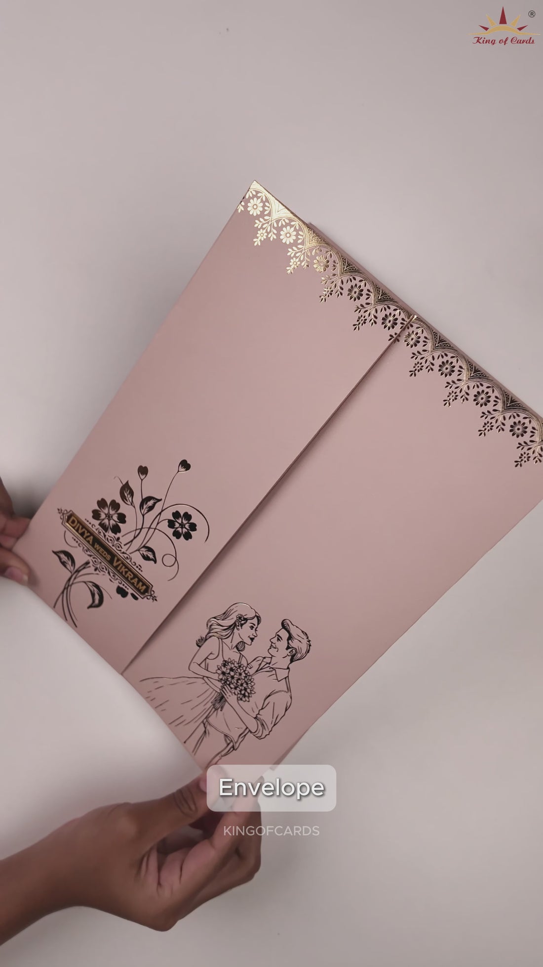 Pastel Pink Bride Groom Wedding Invitation Card - KNRR8707P