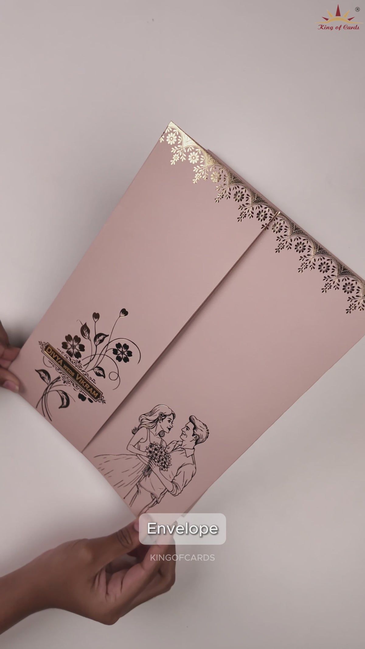 Pastel Pink Bride Groom Wedding Invitation Card - KNRR8707P