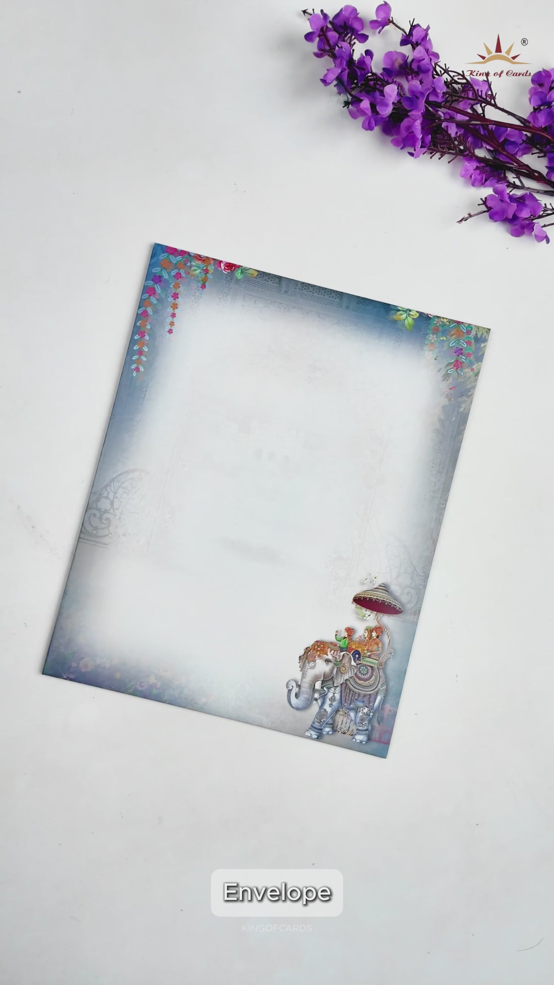 Blue Royal Palace Bride Groom Wedding Card-KNKJ1153