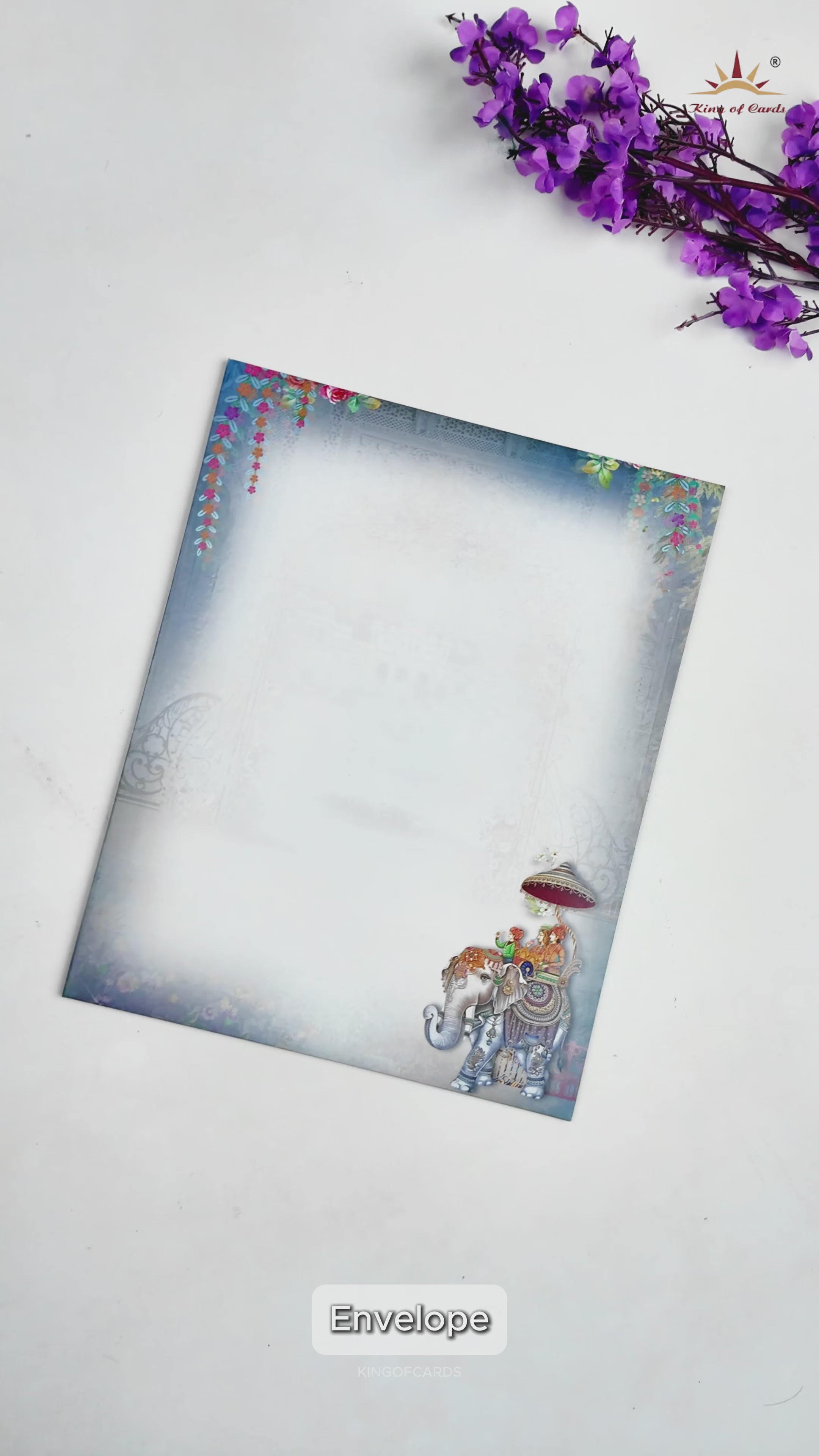 Blue Royal Palace Bride Groom Wedding Card-KNKJ1153