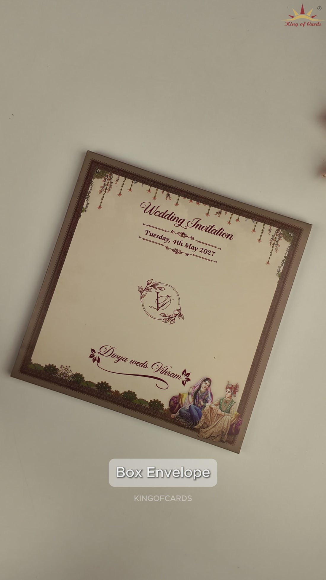 Olive Green Bride Groom Marriage Invitation Card - KNSR8813B