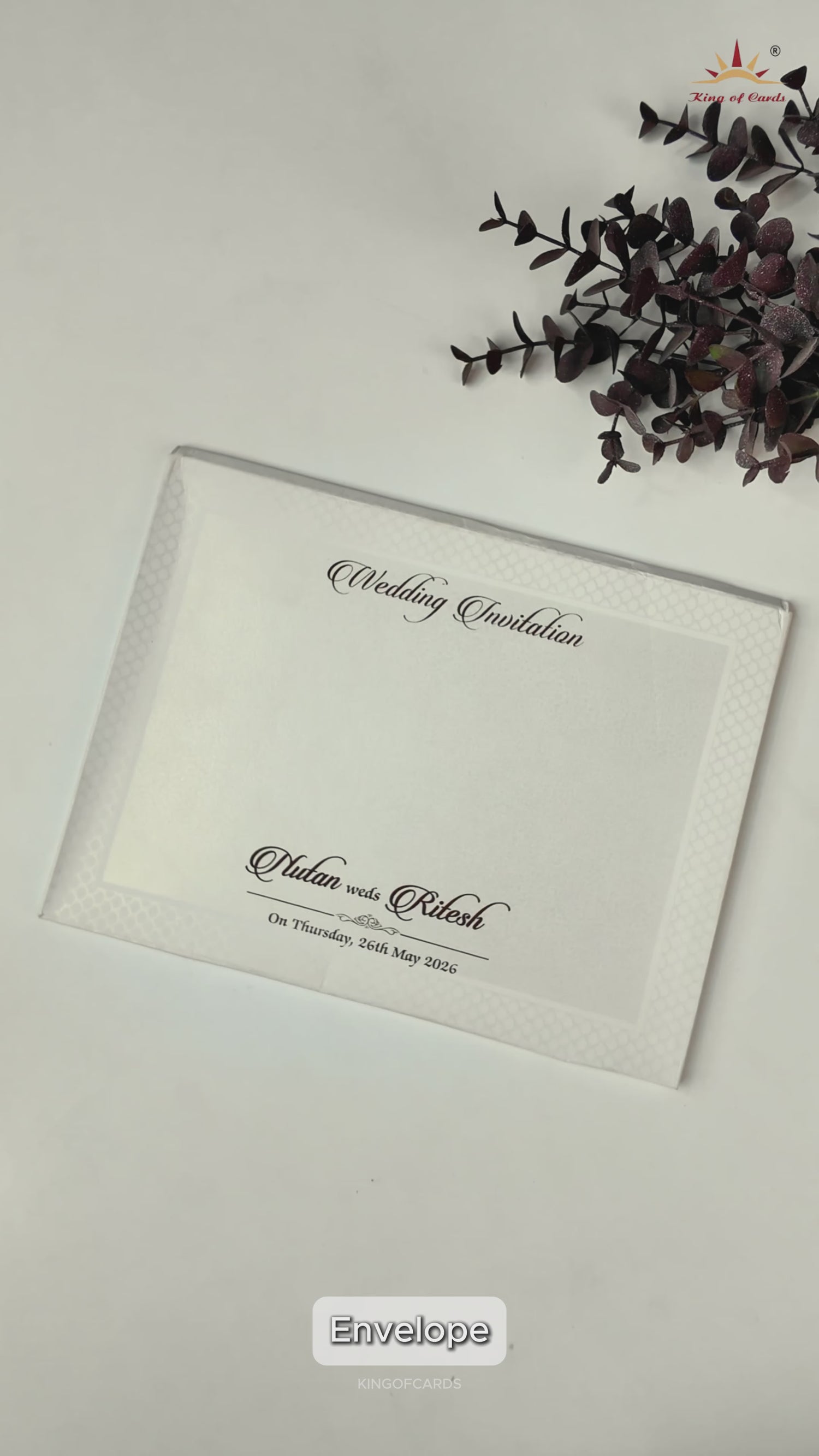 White Floral Embossed Medallion Wedding Card -KRE28610