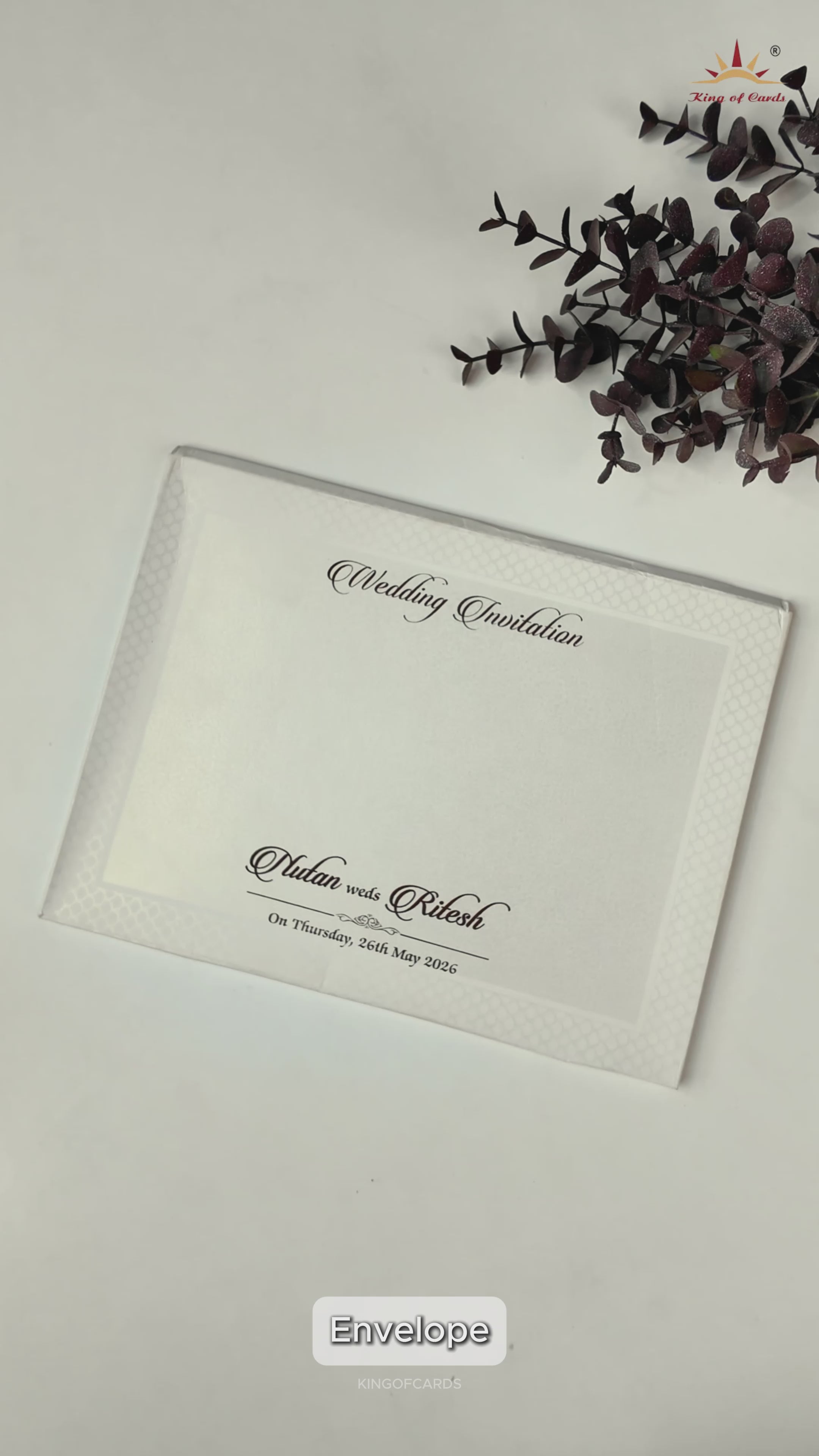 White Floral Embossed Medallion Wedding Card -KRE28610