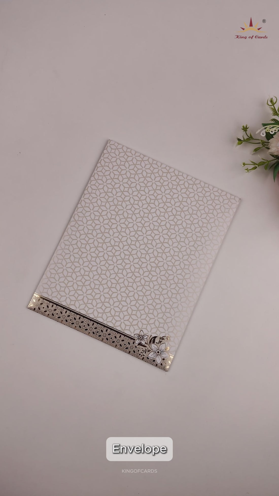 White Embossed Gold Floral Invitation Card - KNJS2066