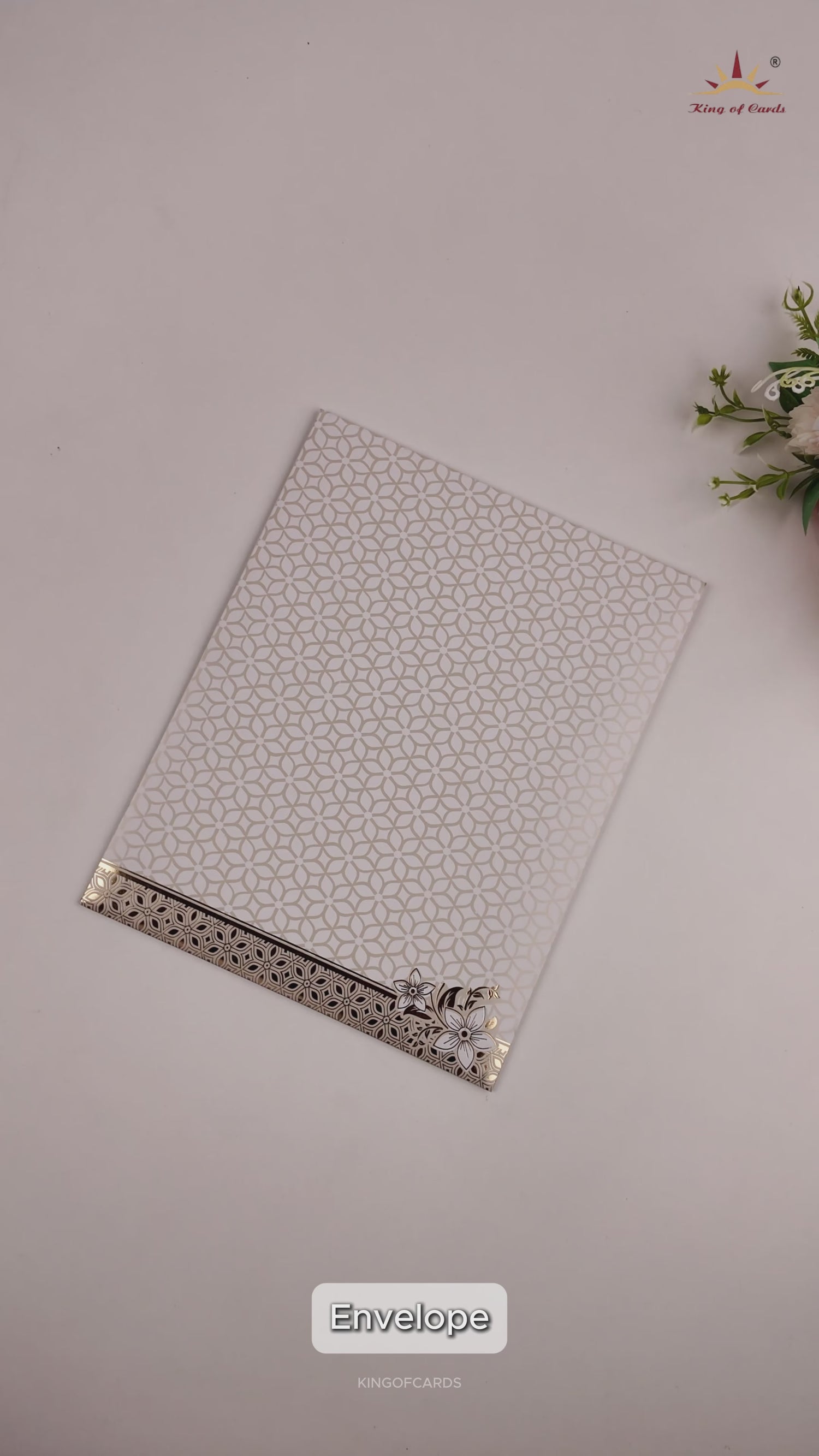 White Embossed Gold Floral Invitation Card-KNJS2066