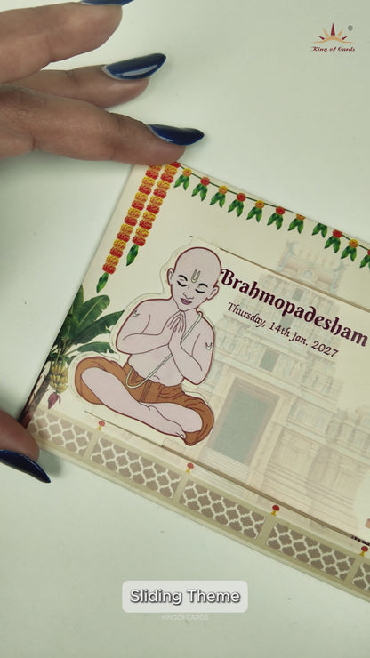 Cream Brahmopadesham Invitation Card-KNKRL120