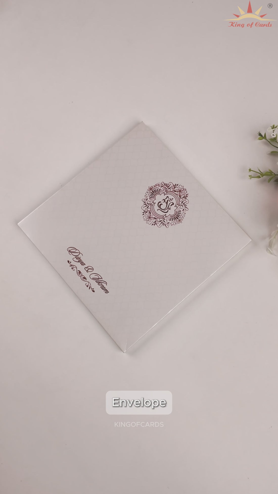 White Embossed Padded Wedding Card - KNK4021W