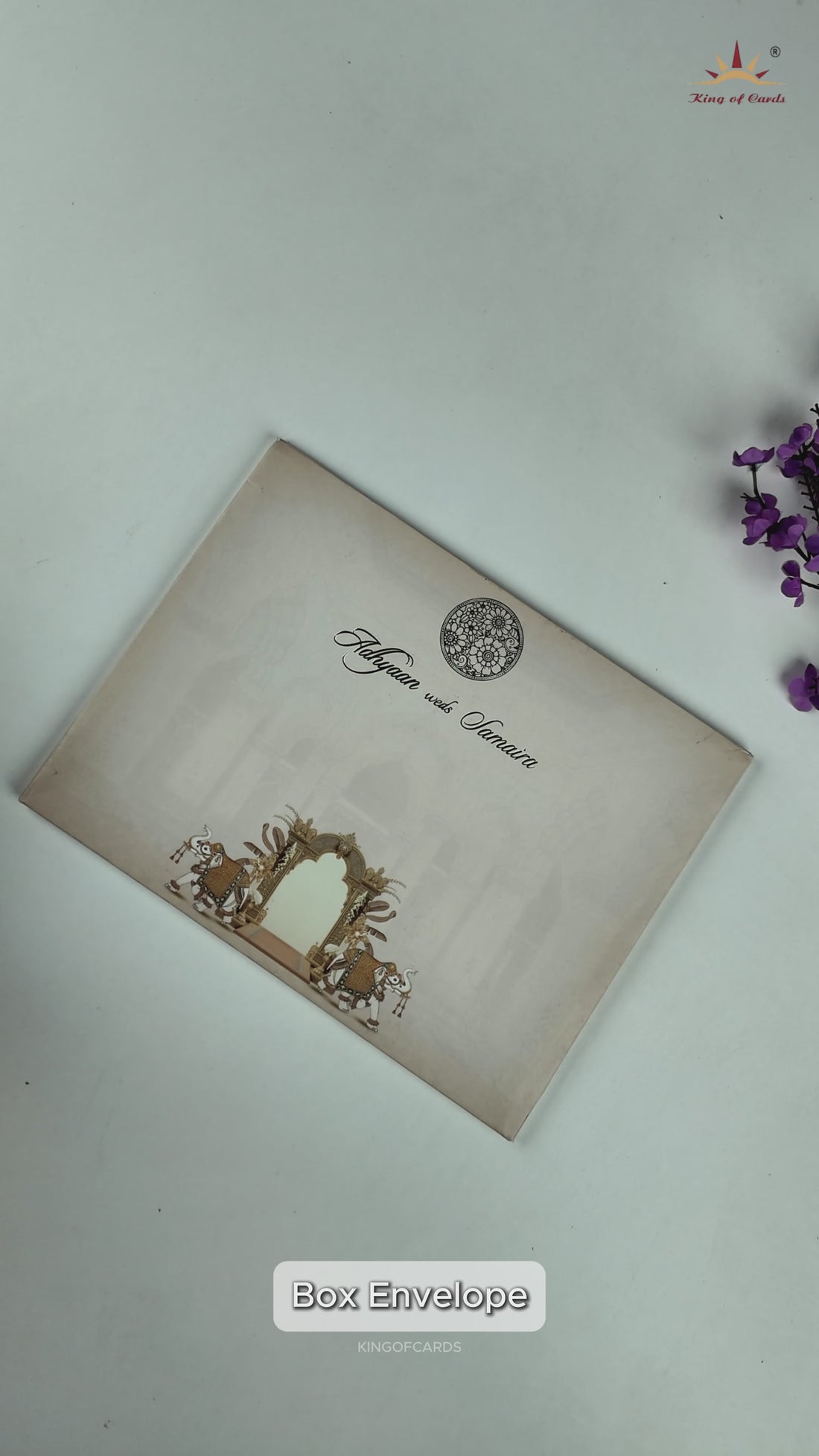 Cream Padded Elephant Wedding Card-KRC31090