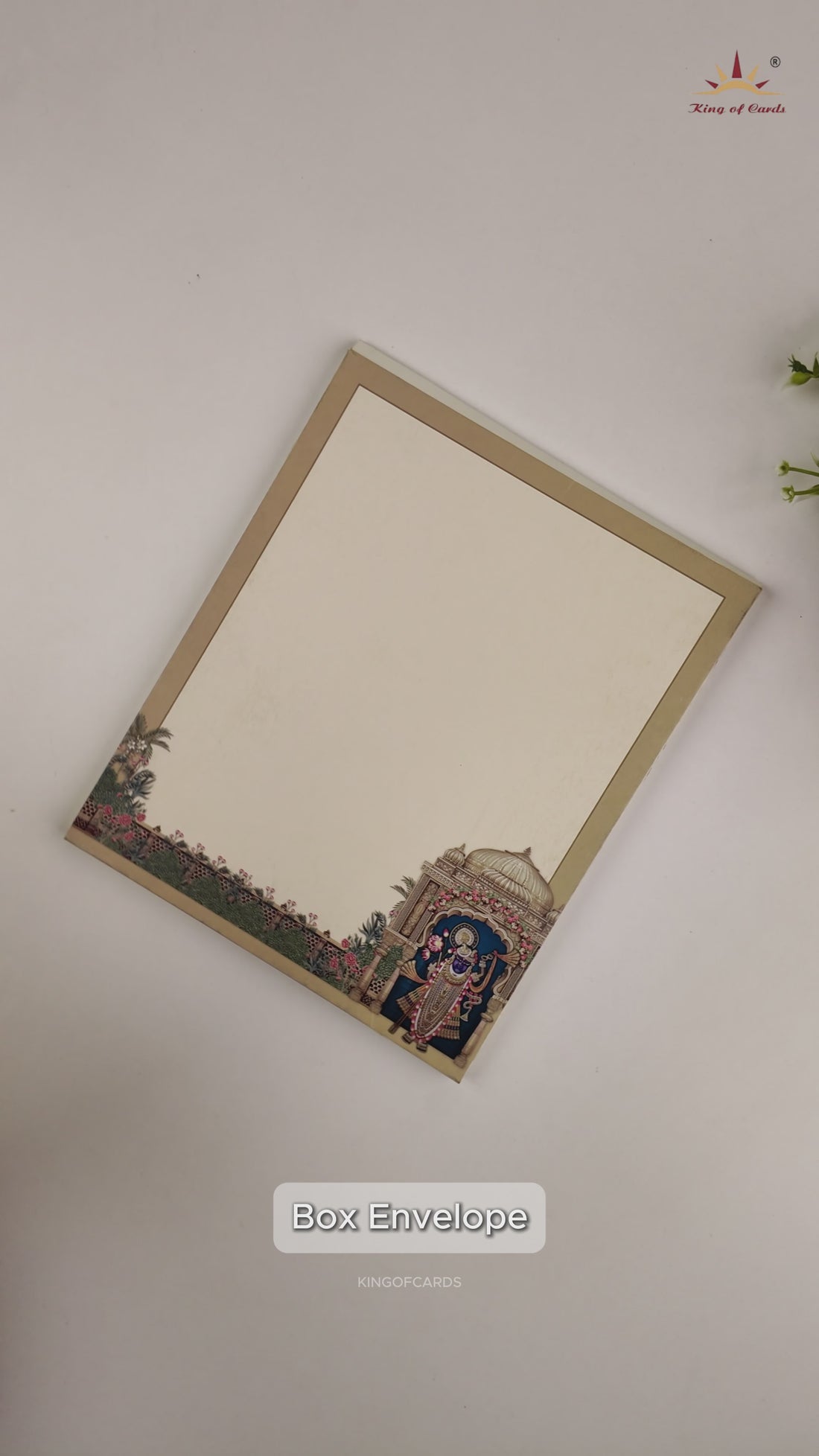 Cream Lord Shrinathji Premium Box Wedding Card - KAA05240