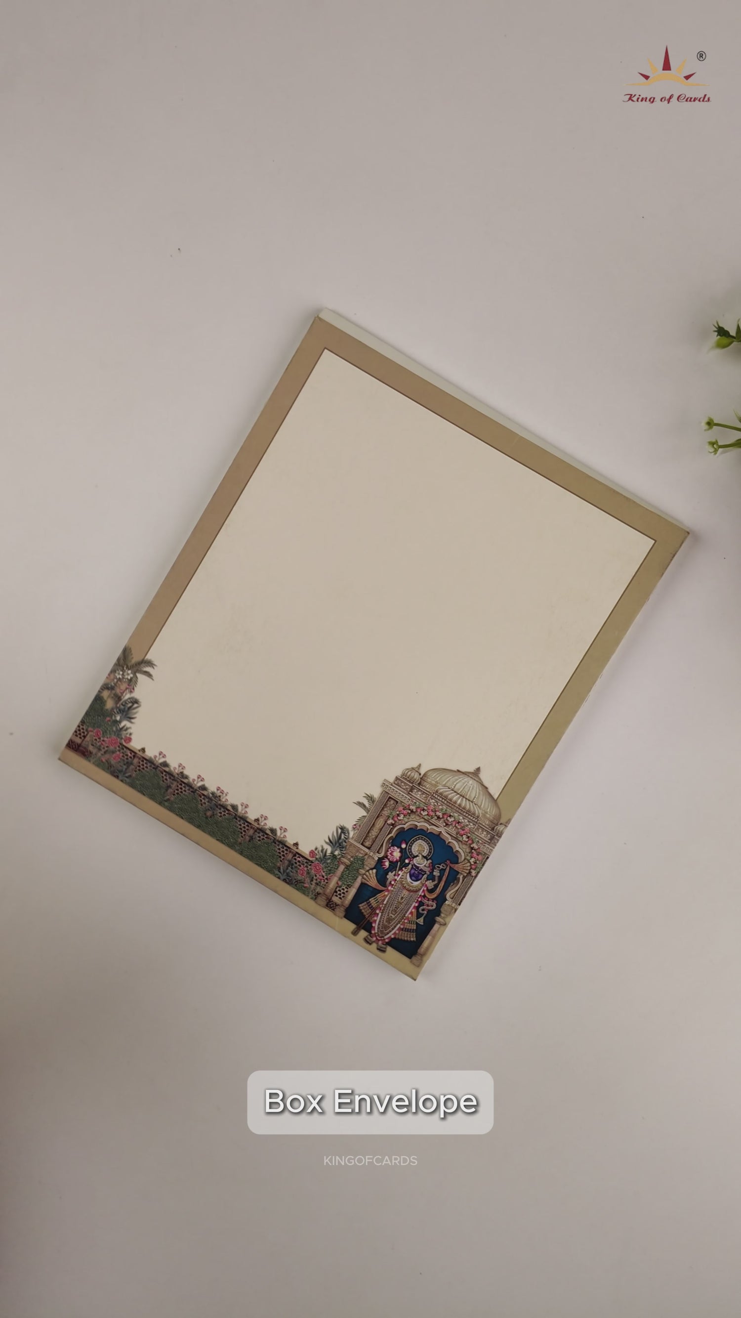 Cream Lord Shrinathji Premium Wedding Card - KAA05240