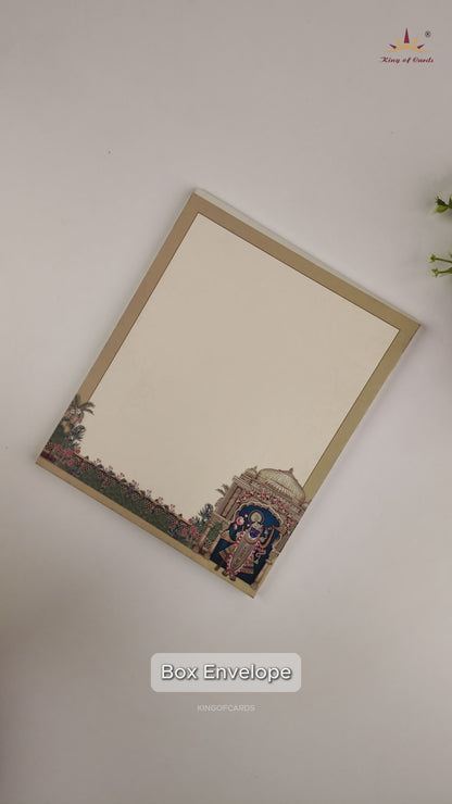 Cream Lord Shrinathji Premium Wedding Card - KAA05240