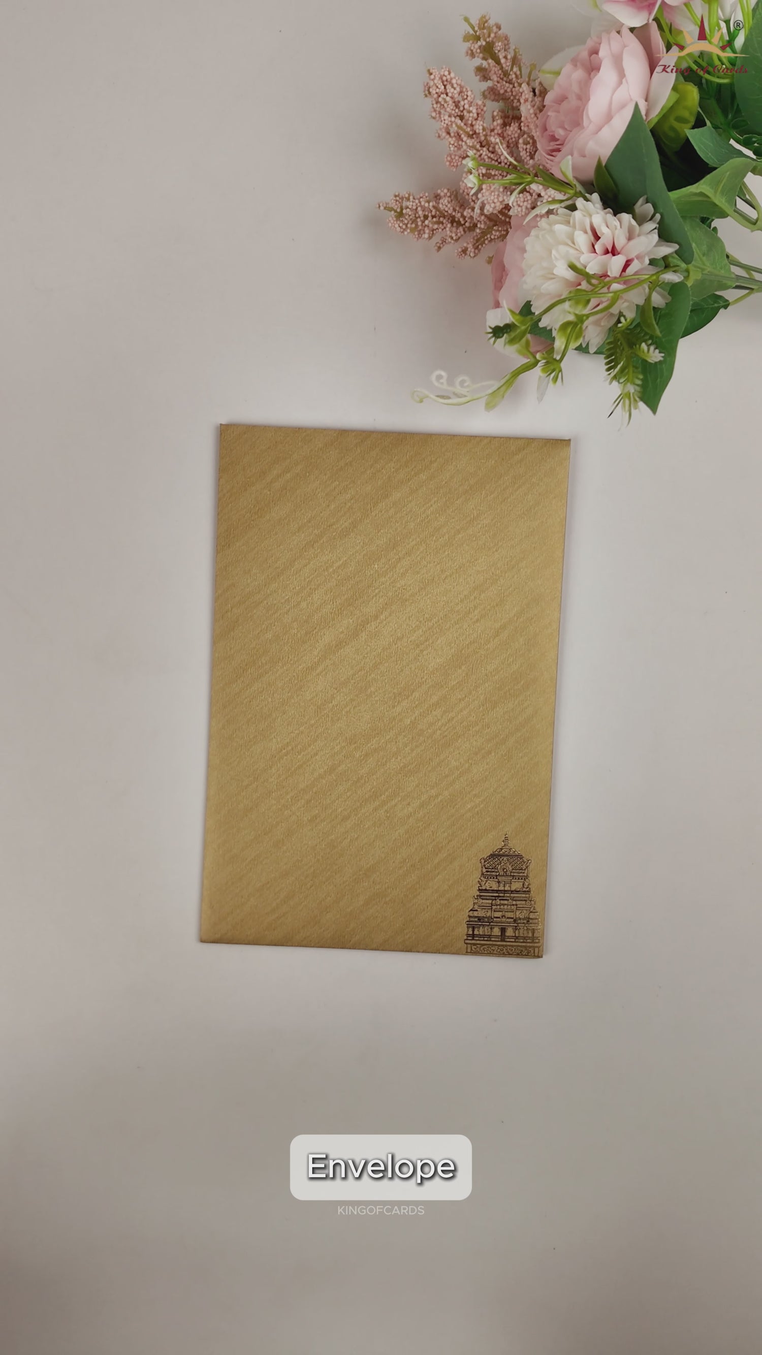 Gold Temple Arch Door Style Wedding Card - KNCM3601G