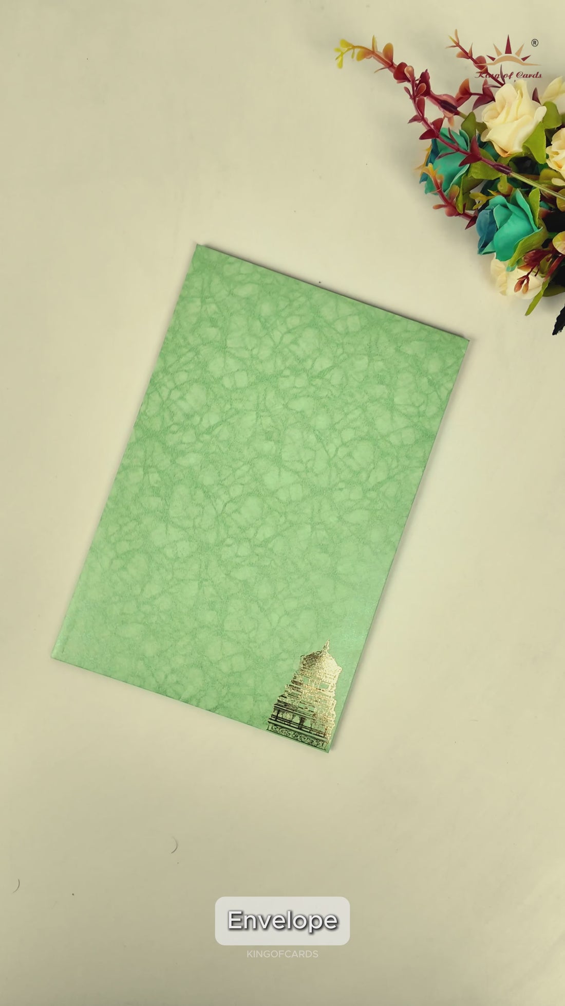 Green Door Style Floral Traditional Wedding Card - KNK3601GN