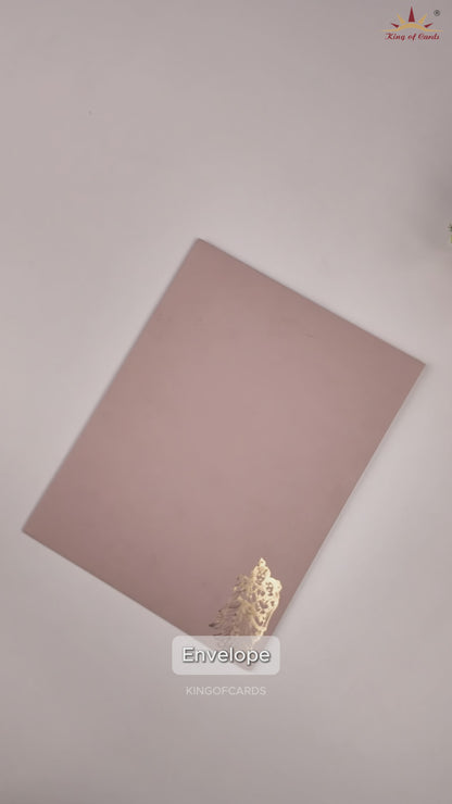 Pastel Pink Lord Radha Krishna Door Style Wedding Card - KNRR8709P