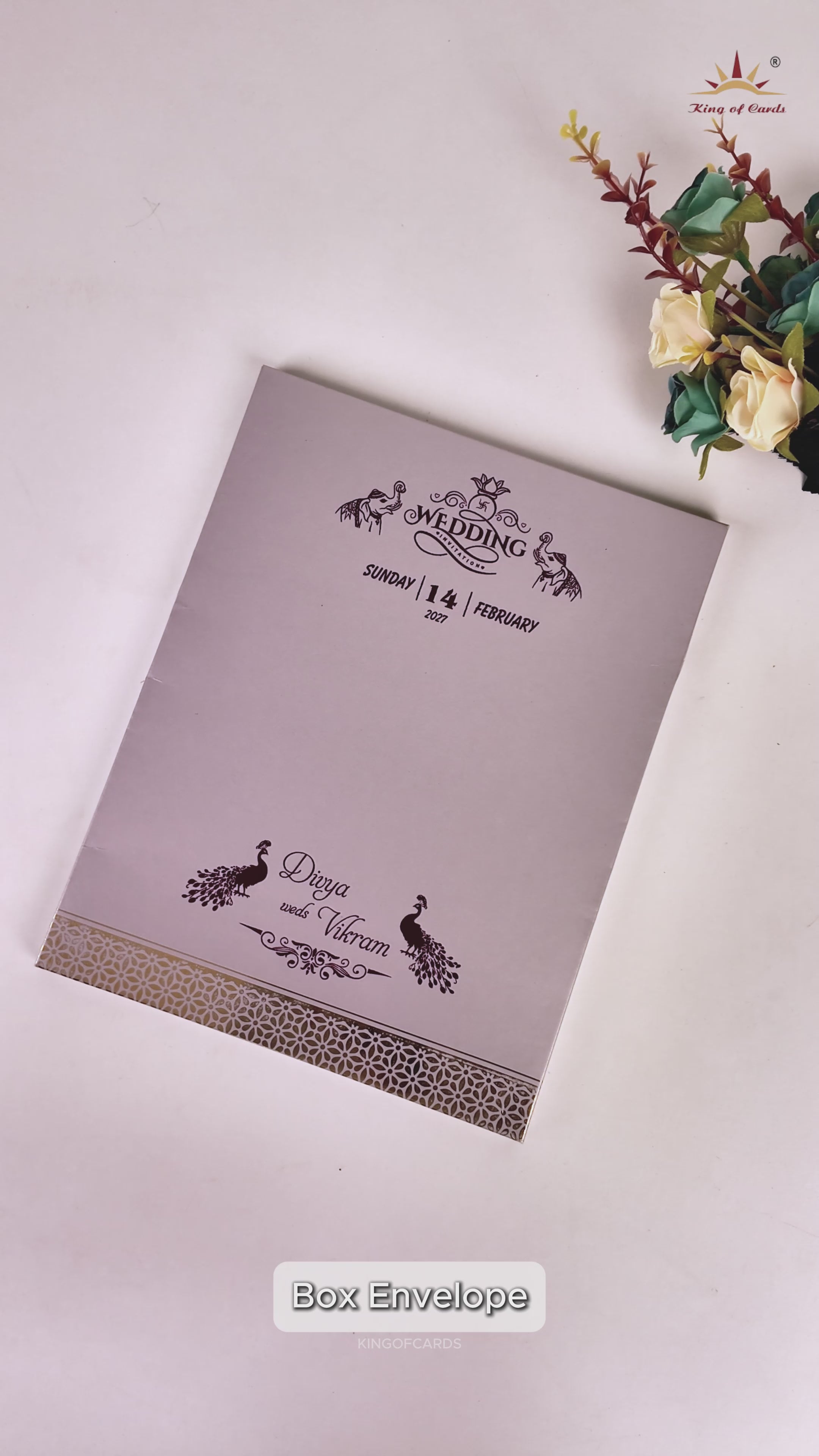 Lavender Floral Door-style Wedding Card - KNK4205P