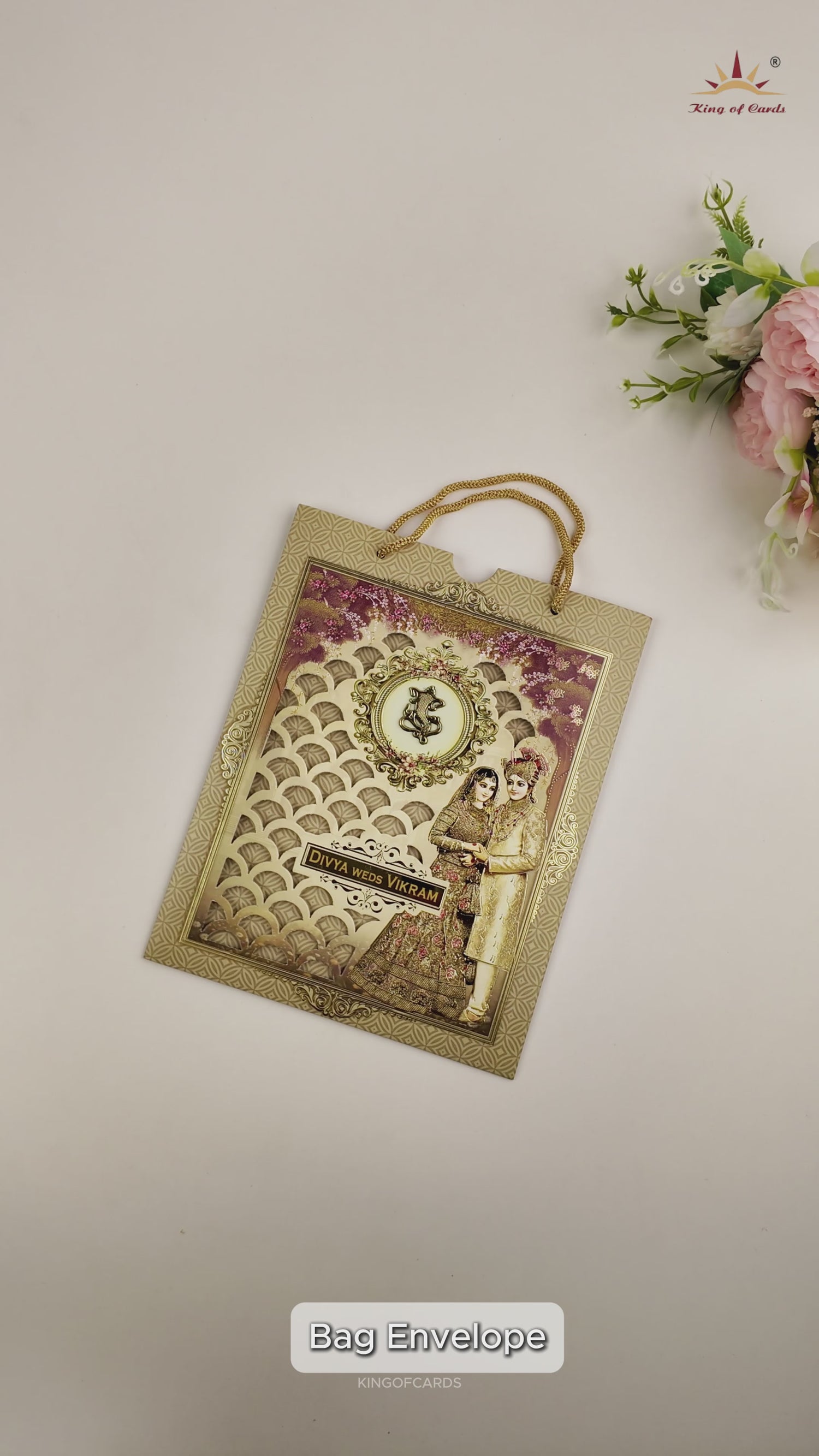 Olive Green Bride Groom Bag Style Wedding Invitation - KNKQ8305