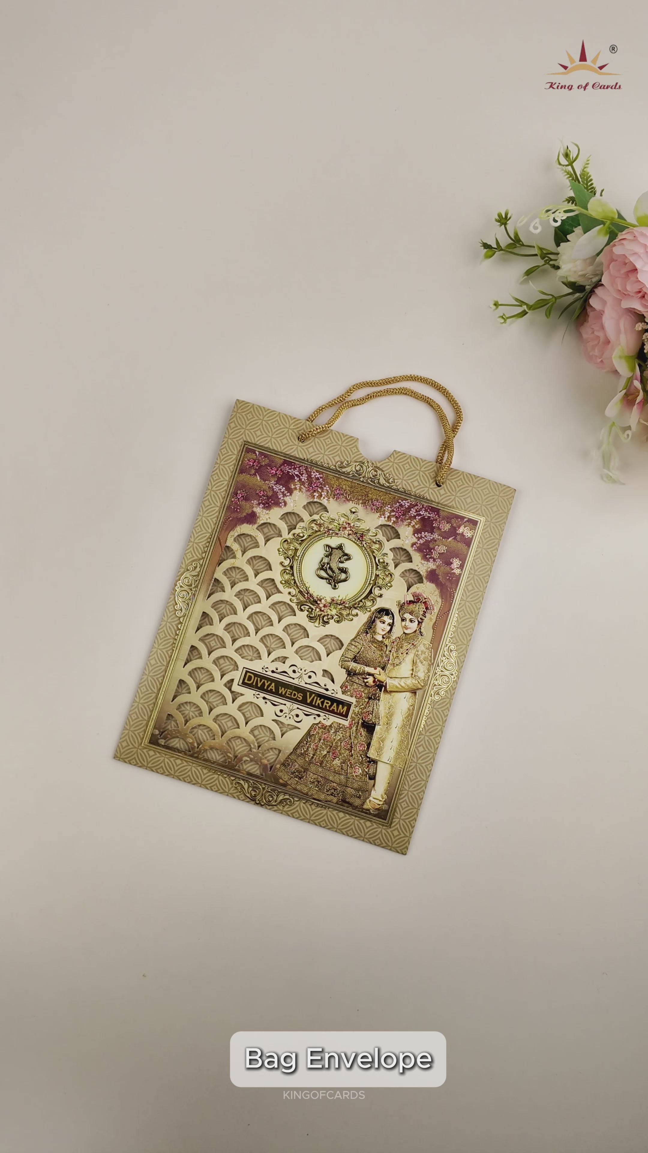 Olive Green Bride Groom Bag Style Wedding Invitation - KNKQ8305