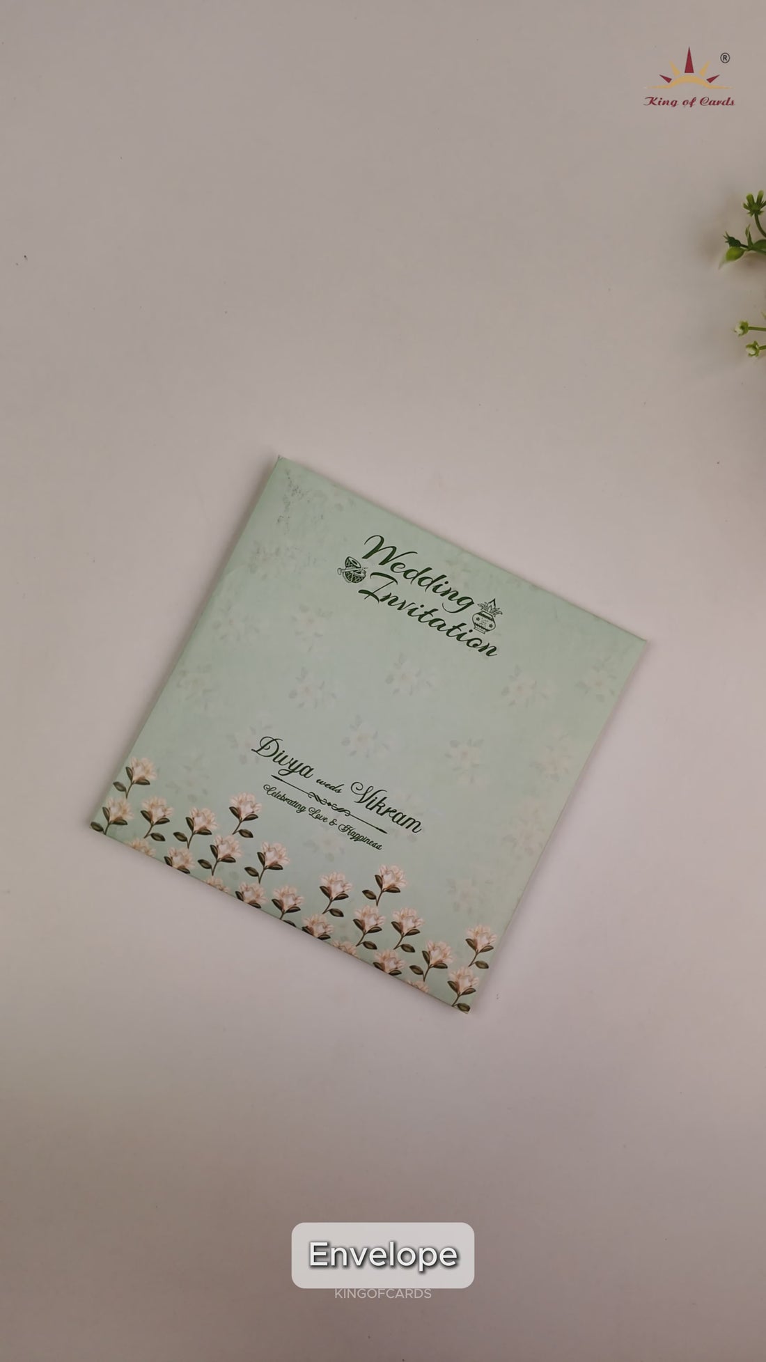 Green Floral Laser-Cut Wedding Card - KNGA7101