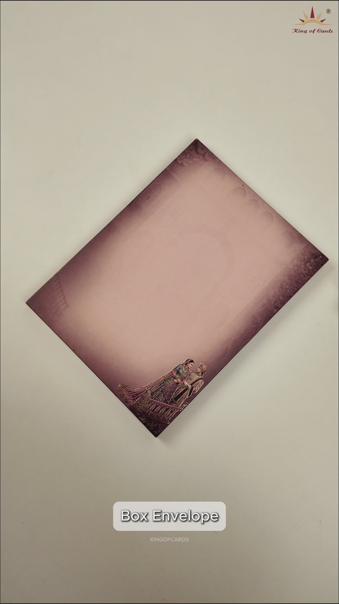Wine Royal Bride Groom Padded Wedding Card - KAA05820