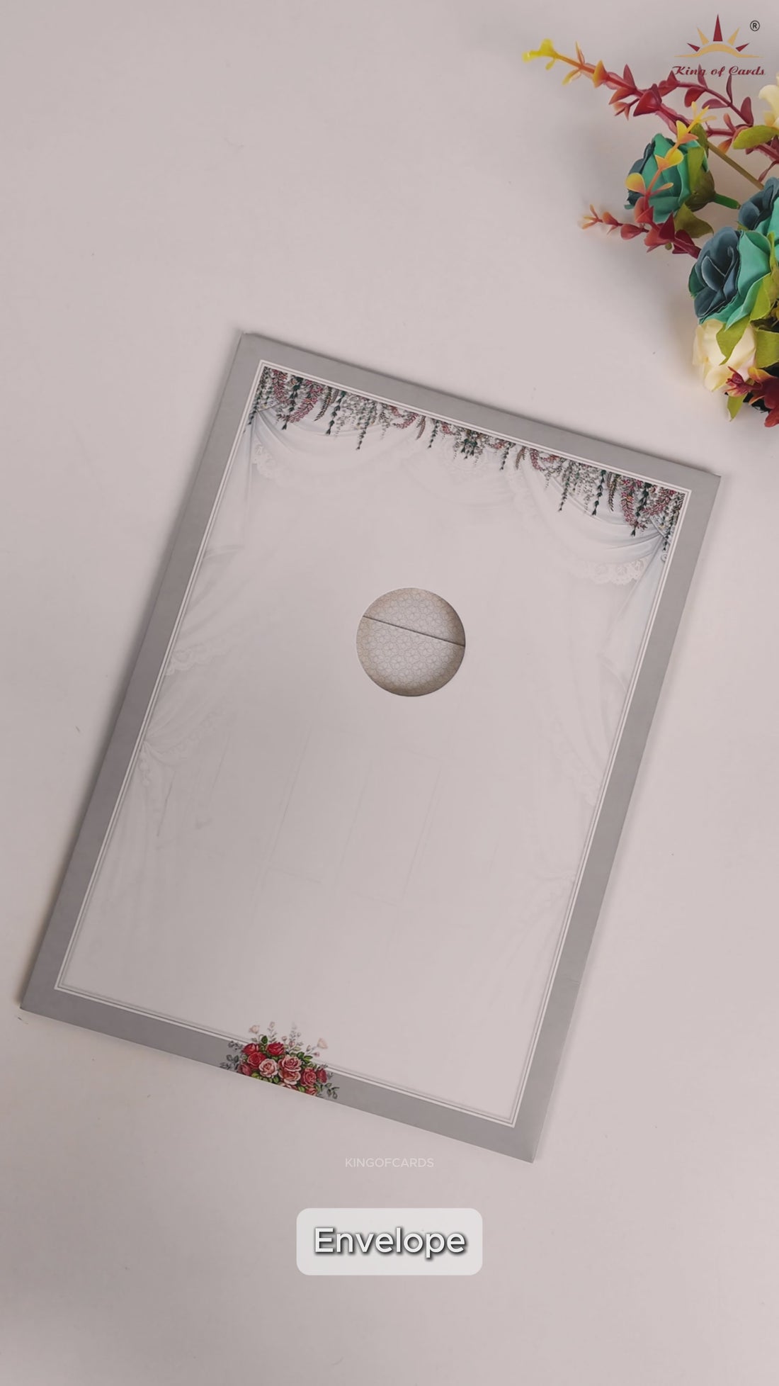 Grey Royal Window Door Style Wedding Card - KNAR2408
