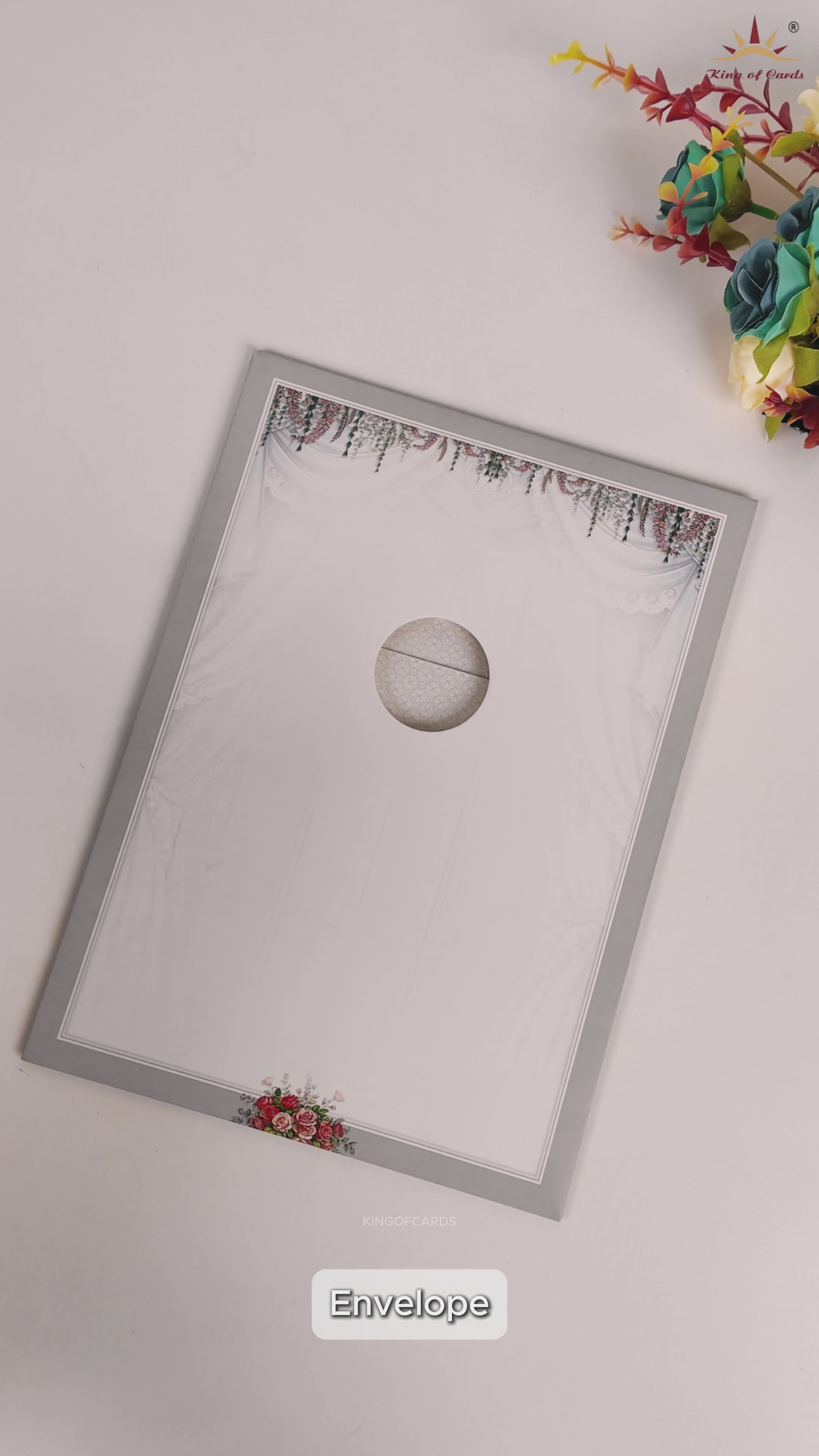 Grey Royal Window Door Style Wedding Card - KNAR2408