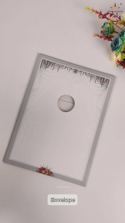 Grey Royal Window Door Style Wedding Card - KNAR2408
