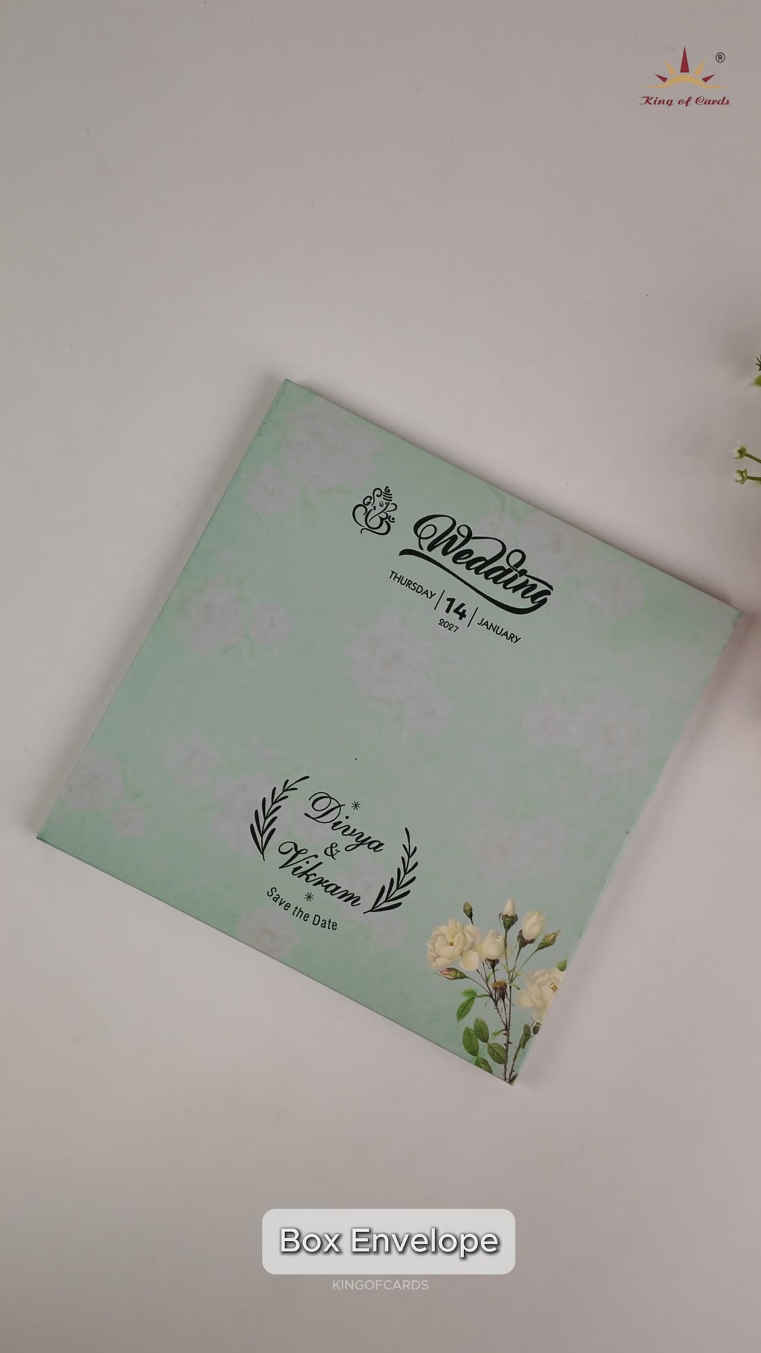 Pastel Green Door Style Wedding Card - KNKD8104