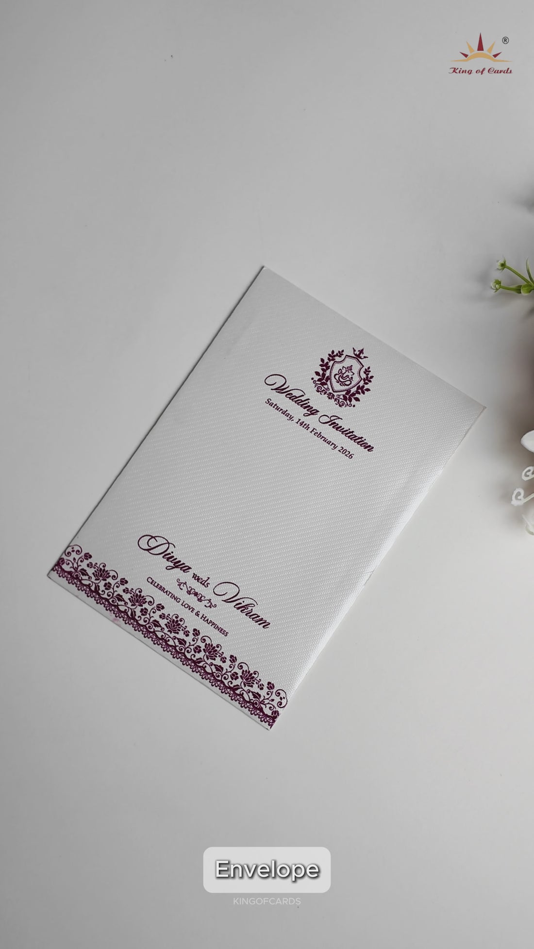 White Floral Single Sheet Invitation Card - KNKK551W