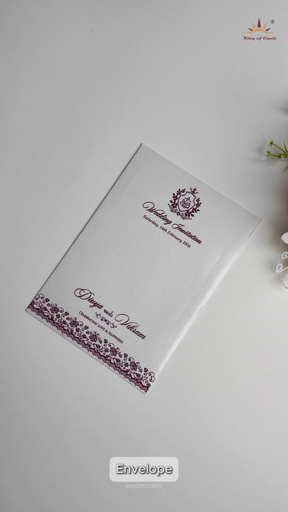 White Floral Single Sheet Invitation Card - KNKK551W