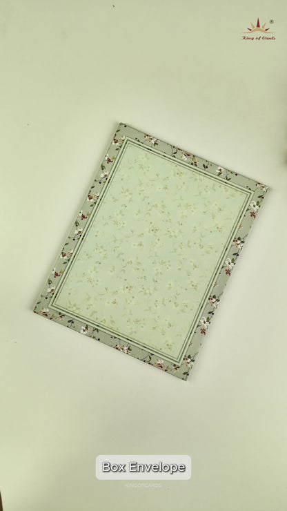 Pista Green Floral Door Style Box Invitation Card - KNKN6307