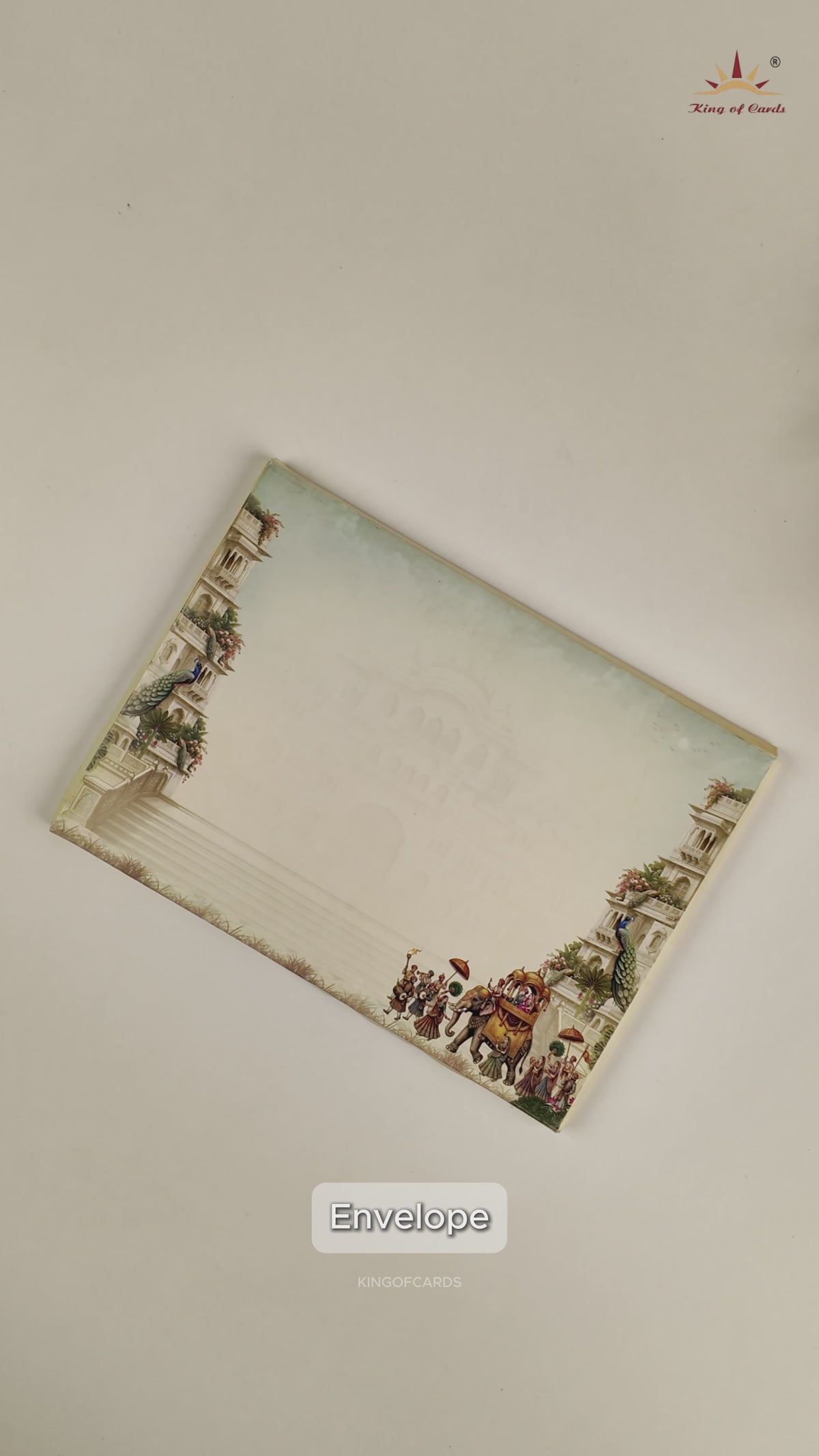 Cream Elephant Baraat Wedding Card - KAA05500