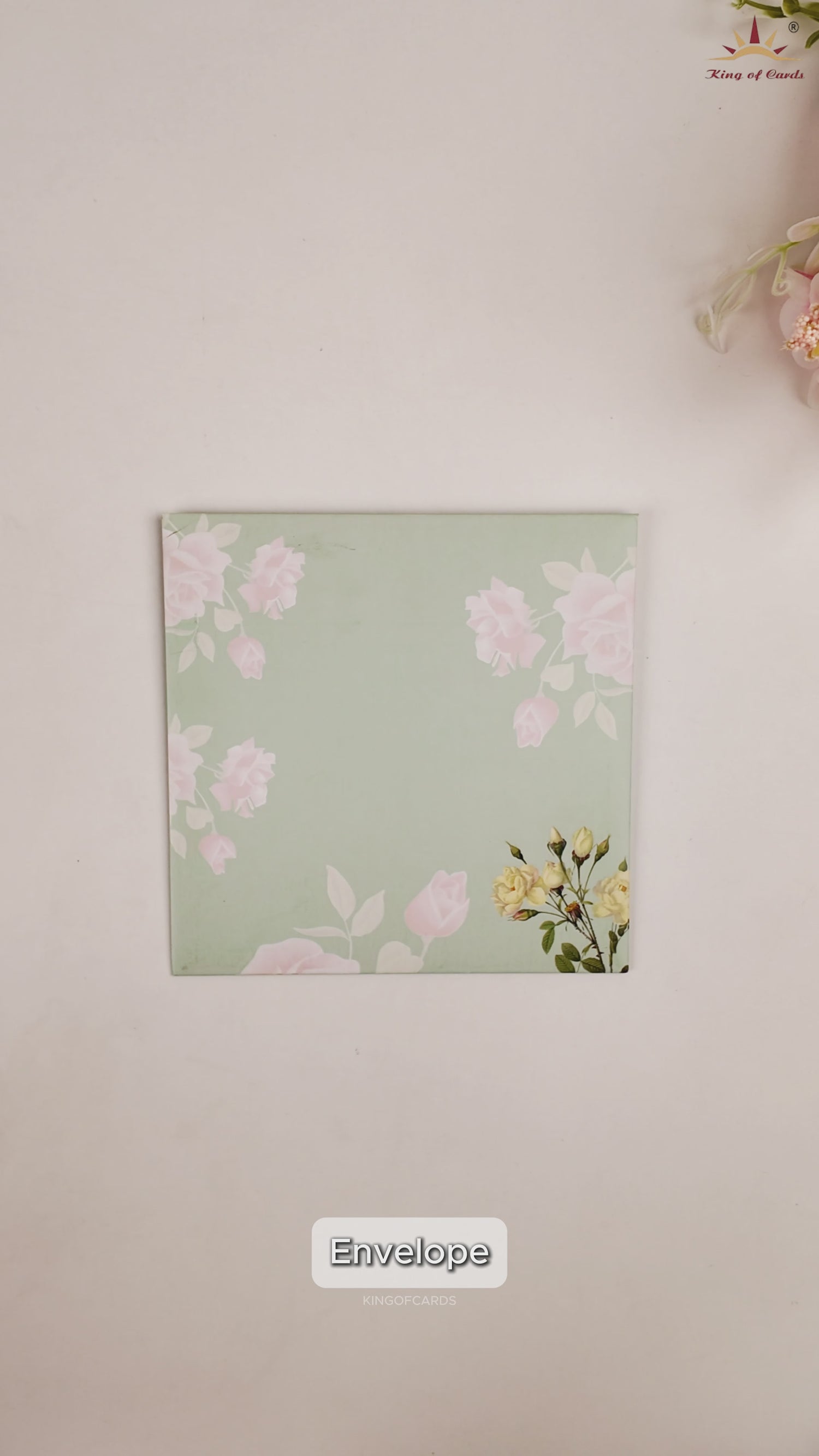 Green Pink Floral Invitation Card-KNKE3304