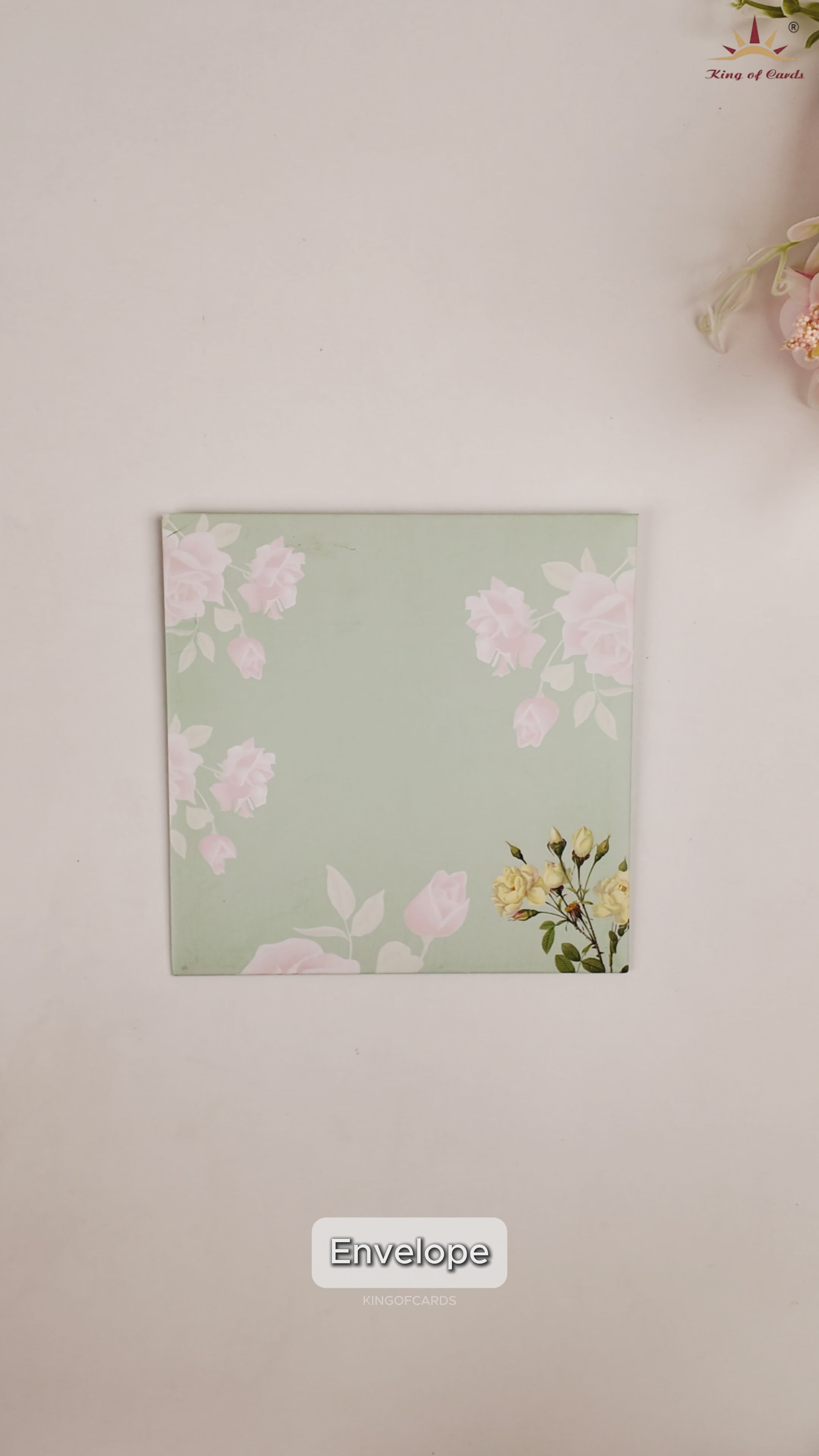 Green Pink Floral Invitation Card-KNKE3304