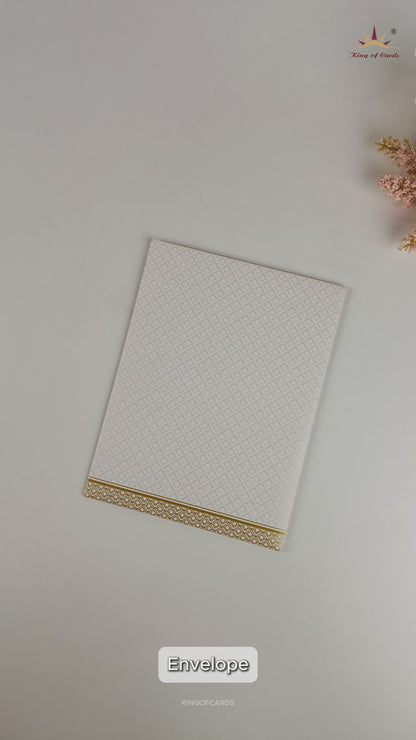 White Laser Cut Wedding Invitation Card - KNK7059W