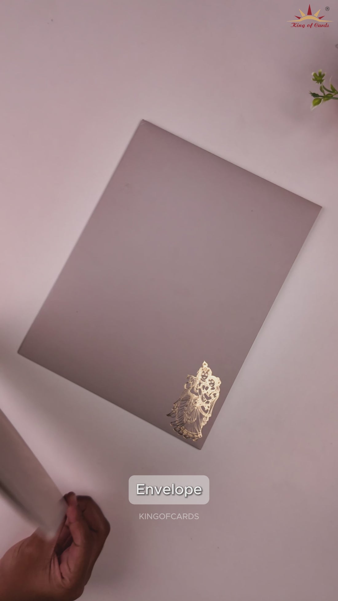 Pastel Pink Lord Radha Krishna Door Style Wedding Card - KNRR8709P