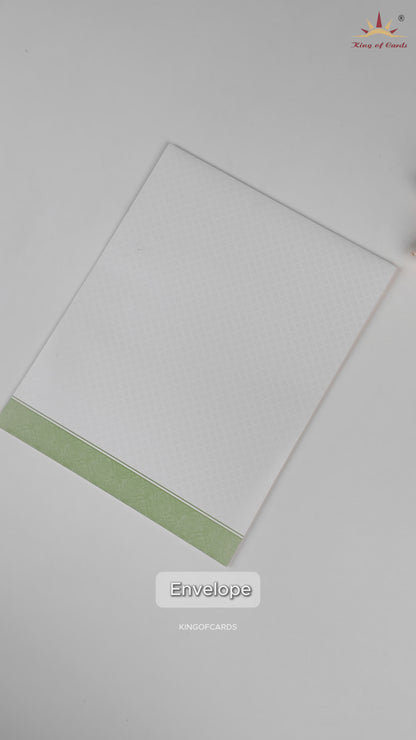 Green and White Bhaarat Wedding Card-KNJS2089G